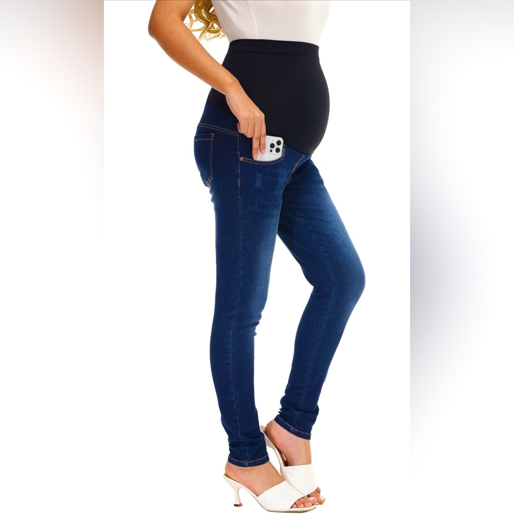 HOFISH Large Maternity Over the Belly Skinny Jeans